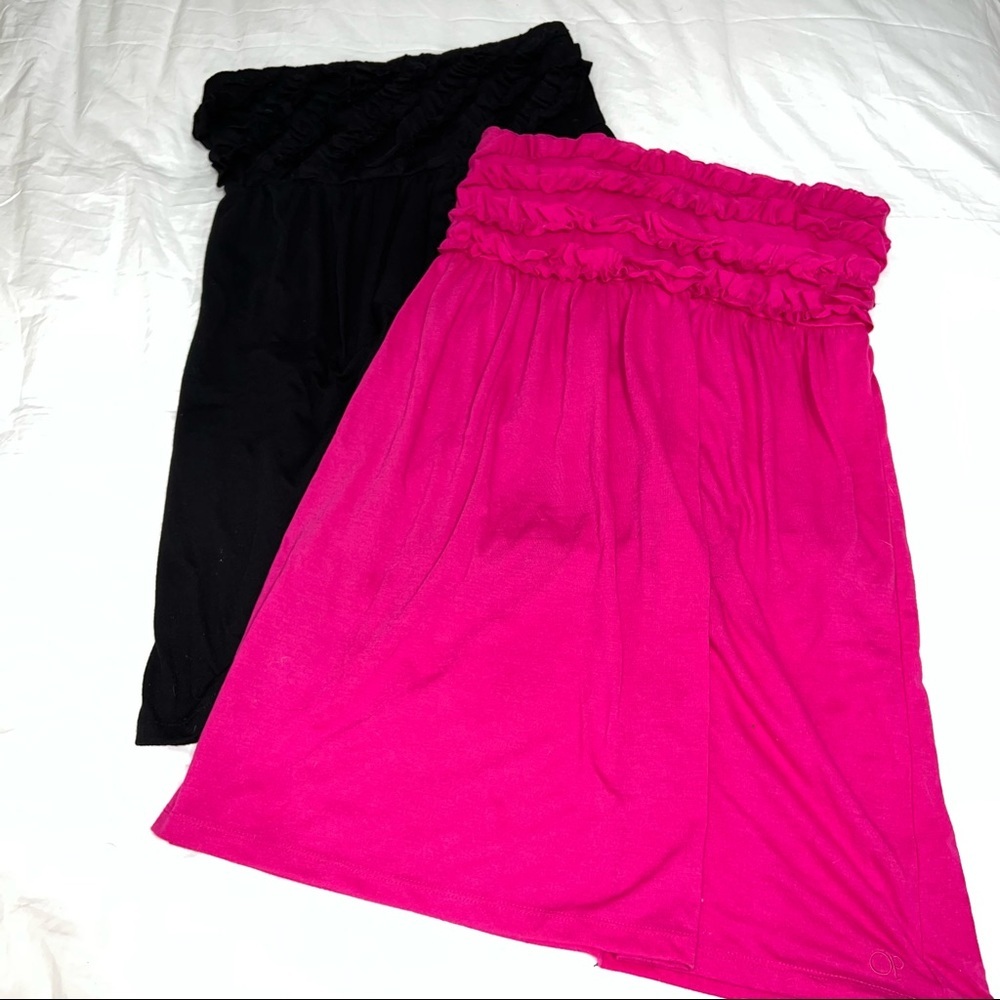 Set of Two Bikini Swimsuit Beach Coverups Pink and Black